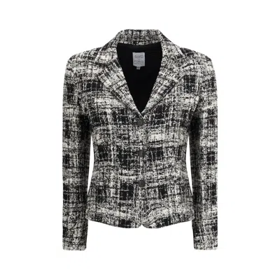 Sara Roka Abstract-check Button Jacket In Gray