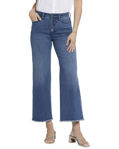Nydj Teresa Exposed Button Frayed Ankle Wide Leg Jeans In Blue