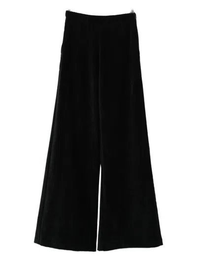 Forte Forte High-waisted Wide-leg Velvet Trousers In Black