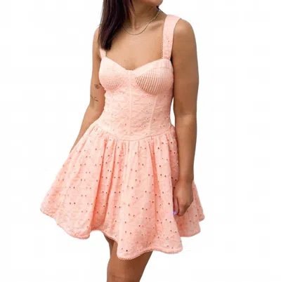 Mable All Eyes On Me Eyelet Mini Dress In Peach In Pink