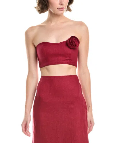 Summer Away Rewa Linen Bandeau Top In Red