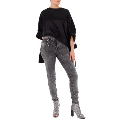 Philipp Plein Storm Grey High-waist Cotton Jeggings In Gray