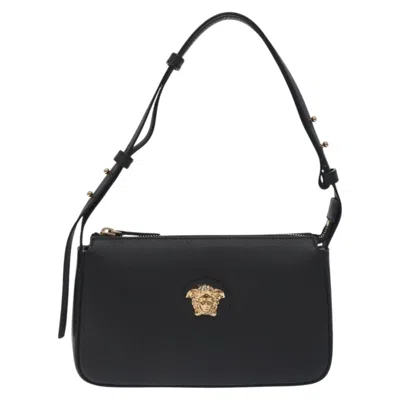 Pre-owned Versace Medusa Leather Shoulder Bag () In Black