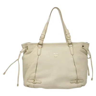Pre-owned Mcm Leather Tote Bag () In White