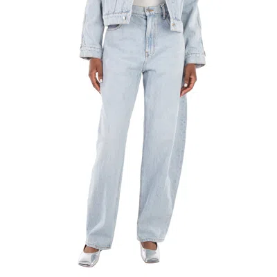 Alexander Wang T T By Alexander Wang Logo-patch High-rise Tapered Cotton Jeans In Blue