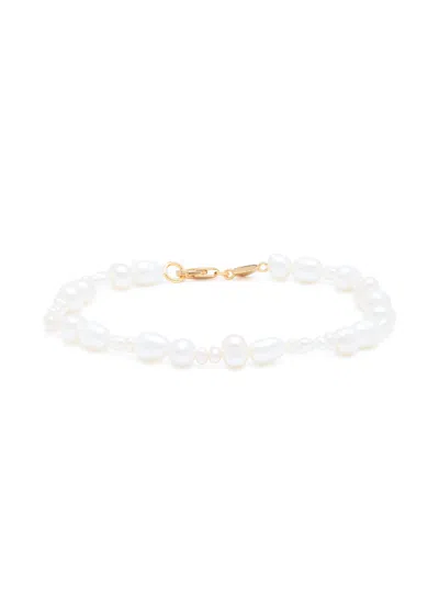 Astrid & Miyu Serenity Pearl-beaded 18kt Gold-plated Bracelet In White