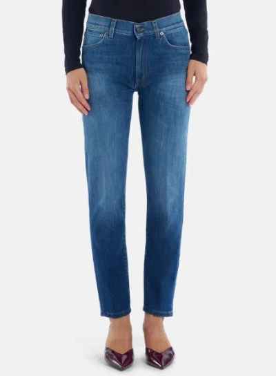 Dondup Medium Blue Straight-leg Jeans With Classic Five-pocket Design In Blue