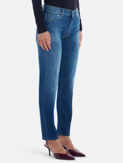 Dondup Medium Blue Straight-leg Jeans With Classic Five-pocket Design In Blue