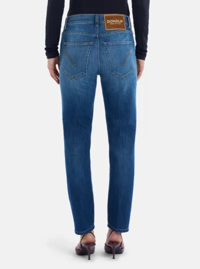 Dondup Medium Blue Straight-leg Jeans With Classic Five-pocket Design In Blue