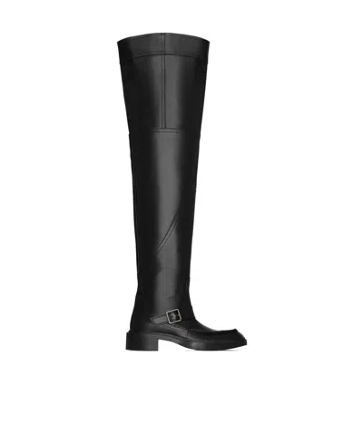 Saint Laurent Joe Over-the-knee Boots In Smooth Leather In Black