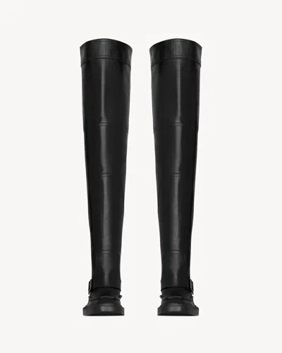 Saint Laurent Joe Over-the-knee Boots In Smooth Leather In Black