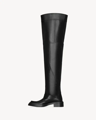 Saint Laurent Joe Over-the-knee Boots In Smooth Leather In Black