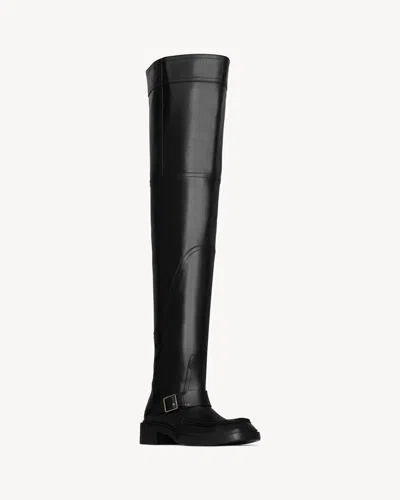 Saint Laurent Joe Over-the-knee Boots In Smooth Leather In Black