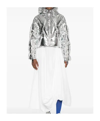 Khrisjoy Silver Quilted Hooded Jacket In Metallic