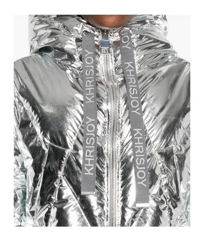 Khrisjoy Silver Quilted Hooded Jacket In Metallic