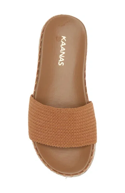 Kaanas Savaii Textured Band Pool Slide Sandal In Brown
