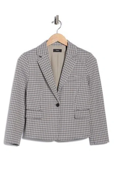Theory Micro Houndstooth Blazer In Gray