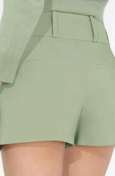 Alice And Olivia Mame High Rise Short In Deep Olive Coated In Green