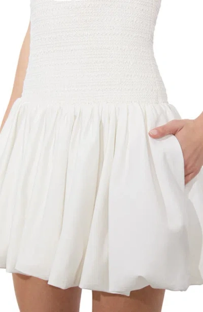 Alice And Olivia Arden Drop-waist Bubble Mini Dress In White