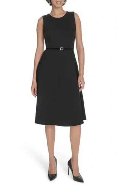 Tommy Hilfiger S/l Belted F&f Midi In Gray