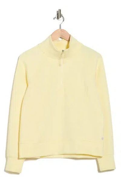 Apana Stellar Scuba Knit Quarter Zip Pullover In Yellow