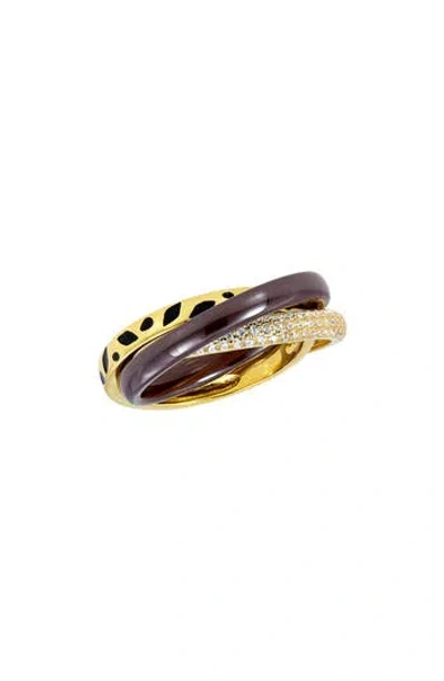 Savvy Cie Jewels Ceramic & Cubic Zirconia Crossover Ring In Multi