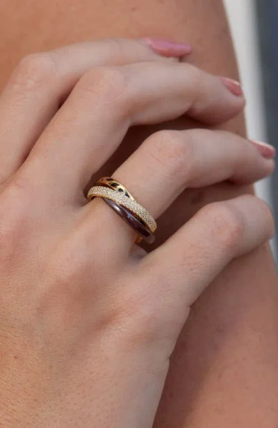 Savvy Cie Jewels Ceramic & Cubic Zirconia Crossover Ring In Multi