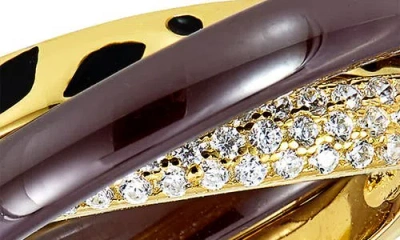 Savvy Cie Jewels Ceramic & Cubic Zirconia Crossover Ring In Multi