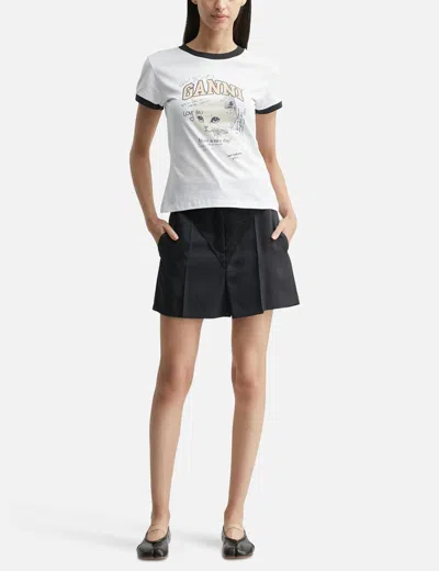 Ganni Women White Crewneck T-shirt With Maxi Logo On The Front In Cotton Jersey Woman In White