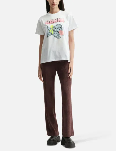 Ganni Women Puppy Print And Logo T-shirt In White
