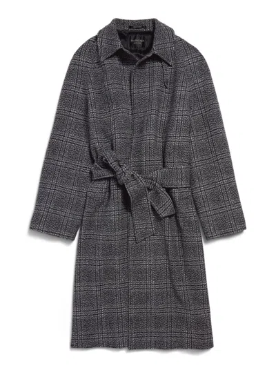 Balenciaga Vintage Checked Wool One Layer Raglan Coat Clothing In Black