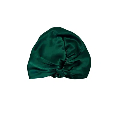 Marche' Du Luxe Women's Green Pure Silk Turban Twisted Front Style Double Layer Cap Emerald In Green