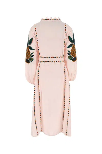 Farm Rio Pastel Pink Linen Blend Dress In Multi