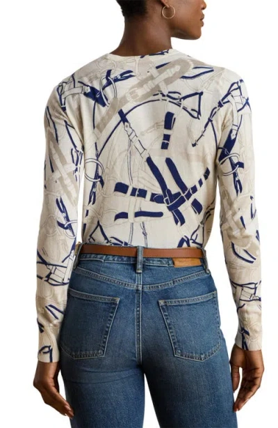 Ralph Lauren Lauren  Belting Print Cotton Blend Sweater In Multi