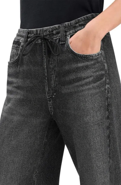 Rag & Bone Miramar Fleece Pull On Wide Leg Sweatpant Jeans In Washed Black In Black