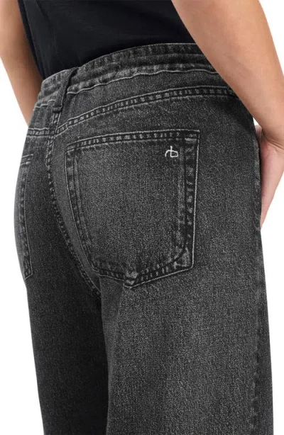 Rag & Bone Miramar Fleece Pull On Wide Leg Sweatpant Jeans In Washed Black In Black