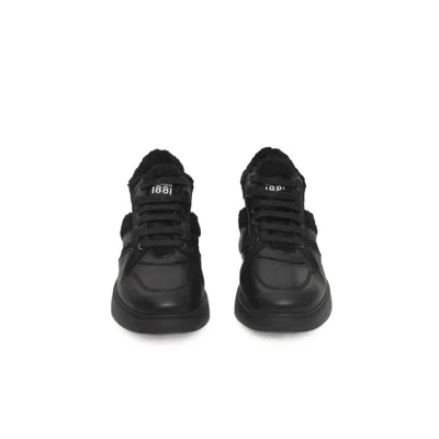 Cerruti 1881 Black Cow Leather Sneaker In Black