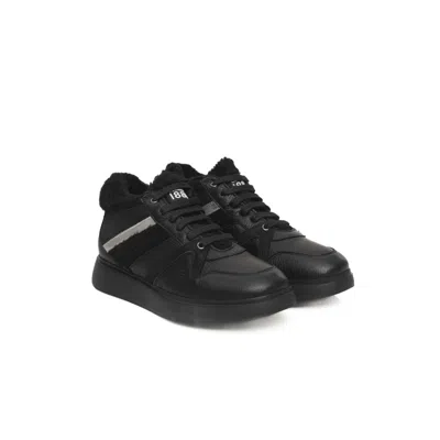 Cerruti 1881 Black Cow Leather Sneaker In Black