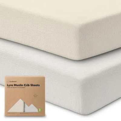 Keababies 2-pack Lyra Muslin Crib Sheets In White