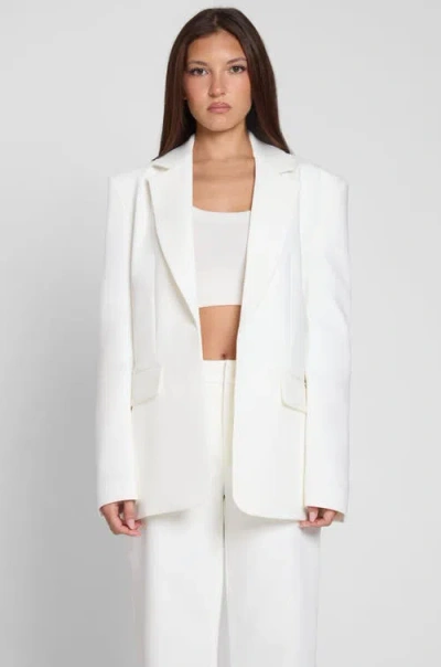 Leau Classic Column Oversized Blazer In White