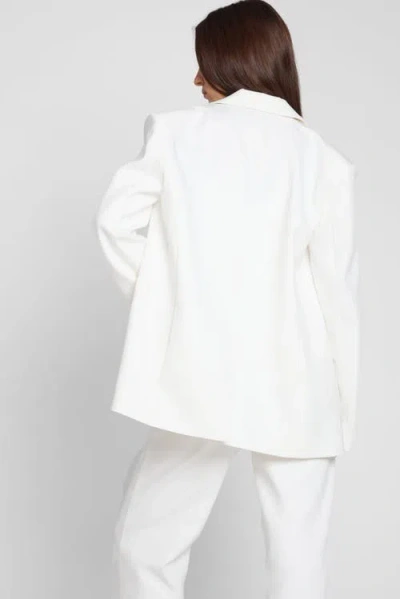 Leau Classic Column Oversized Blazer In White