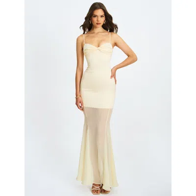 Miss Circle Zayne Butter Yellow Ruch Breast Chiffon Mermaid Maxi Dress In Yellow