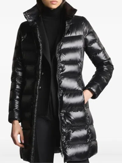 Fay Cropped Black Nylon Down Jacket With Iconic Fastening And Windproof Cuffs In Black