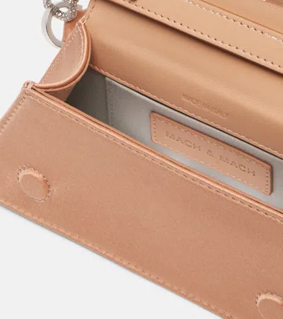 Mach&mach Samantha Double Bow Satin Shoulder Bag In Brown