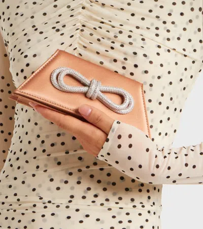 Mach&mach Samantha Double Bow Satin Shoulder Bag In Brown