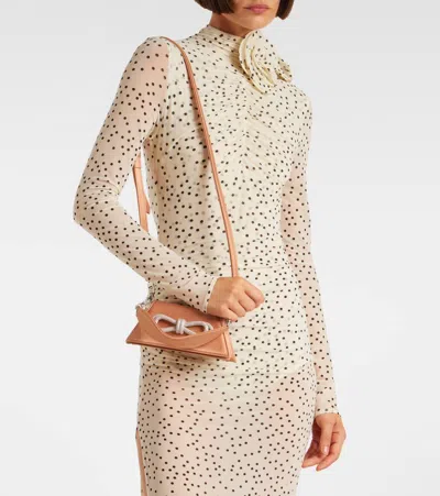 Mach&mach Samantha Double Bow Satin Shoulder Bag In Brown