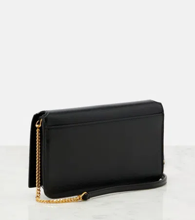 Saint Laurent Cassandre Leather Phone Pouch In Black