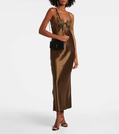 Saint Laurent Cassandre Leather Phone Pouch In Black