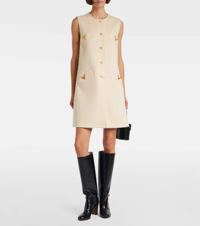 Valentino Short Dress In Wool And Cashmere In Neutral