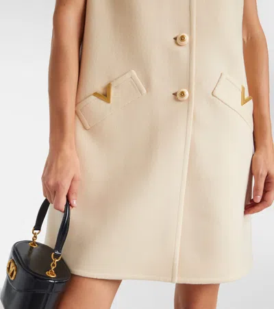 Valentino Short Dress In Wool And Cashmere In Neutral